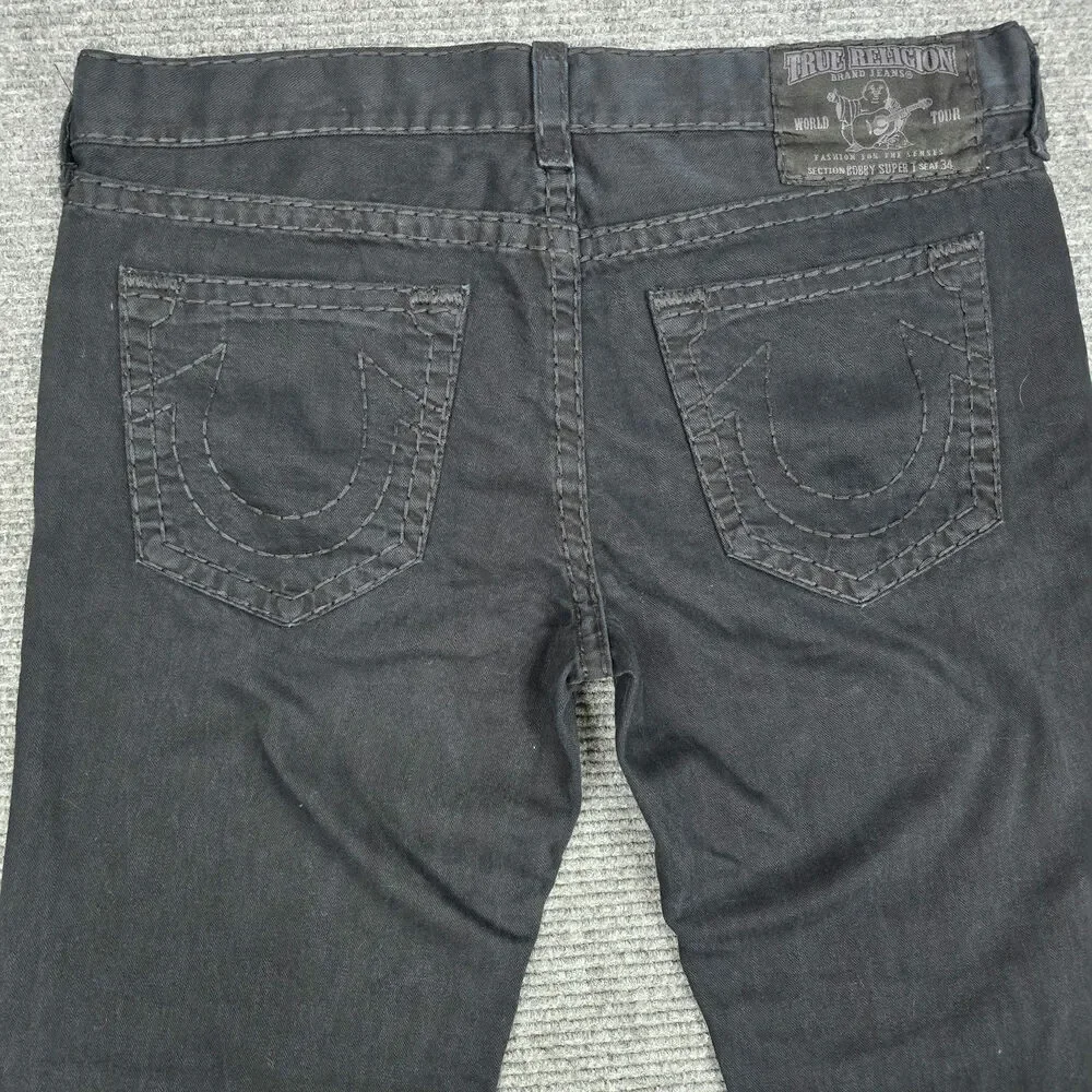 True Religion Jeans Mens Tag 40 Measures 42x34 Black Super T Straight Made USA
